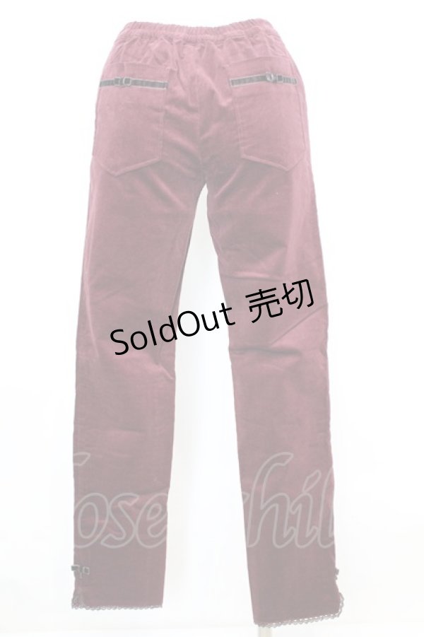 画像3: axes femme / ベロアリボン使いスエード調パンツ M ワイン O-25-09-25-1061-AX-PA-OW-ZT257 (3)