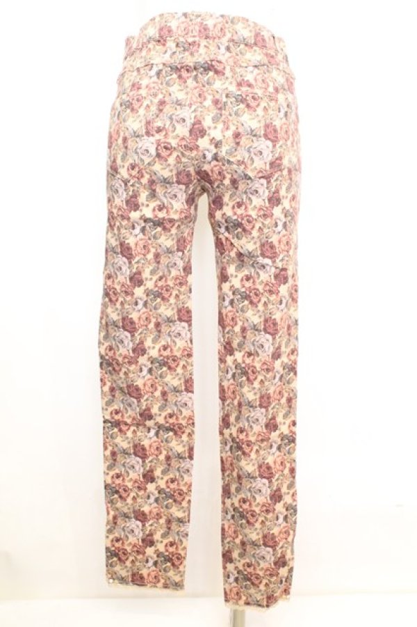 画像2: axes femme / バラ柄スキニーパンツ M ベージュ O-25-09-25-1063-AX-PA-OW-ZT318 (2)