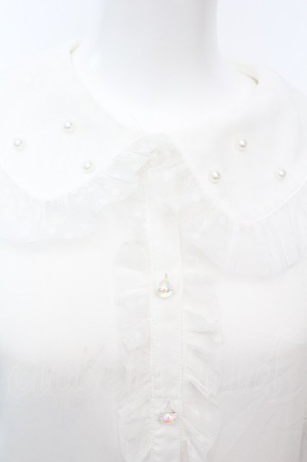 画像2: axes femme kawaii / ドットチュール半袖ブラウス  シロ O-25-09-25-1071-AX-BL-IG-ZT038 (2)