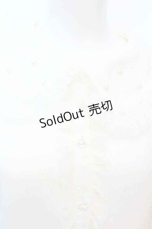 画像2: axes femme Kawaii / ドットチュール半袖ブラウス  シロ O-25-09-25-1071-AX-BL-IG-ZH (2)