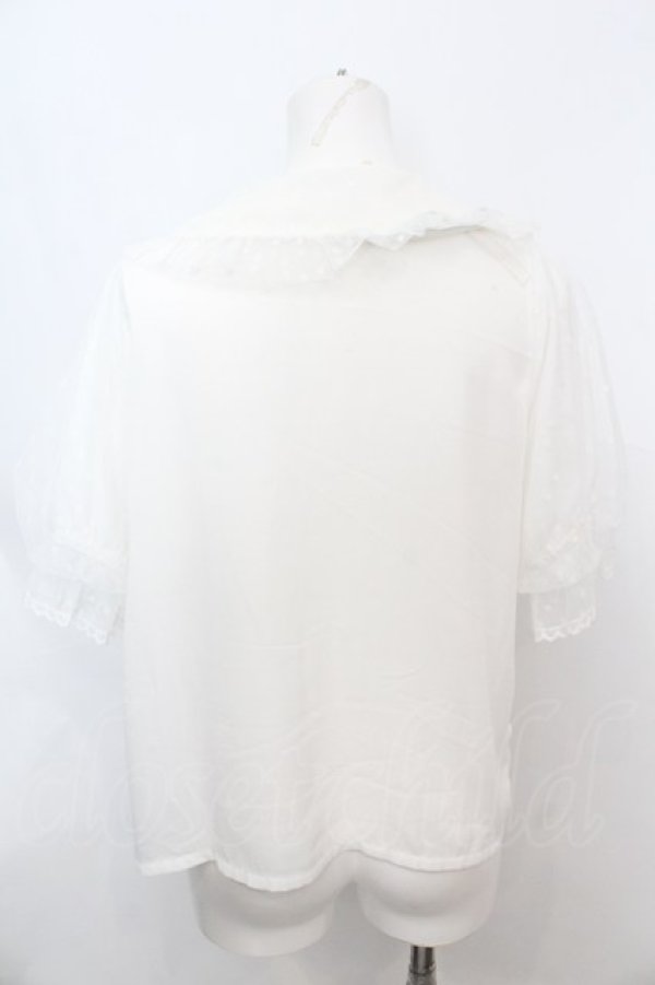 画像3: axes femme kawaii / ドットチュール半袖ブラウス  シロ O-25-09-25-1071-AX-BL-IG-ZT038 (3)