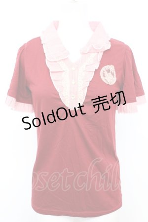 画像: axes femme / ストライプ使い襟付半袖プルオーバー M アカ O-25-09-25-1020-AX-TO-IG-ZT038