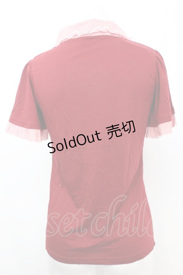 画像3: axes femme / ストライプ使い襟付半袖プルオーバー M アカ O-25-09-25-1020-AX-TO-IG-ZT038 (3)