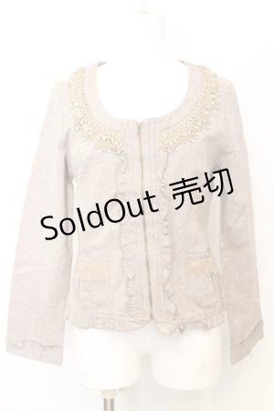 画像: 【SALE】axes femme / ビーズレース配色ジップジャケット M ブラウン O-25-09-25-1026-AX-OP-IG-ZT283