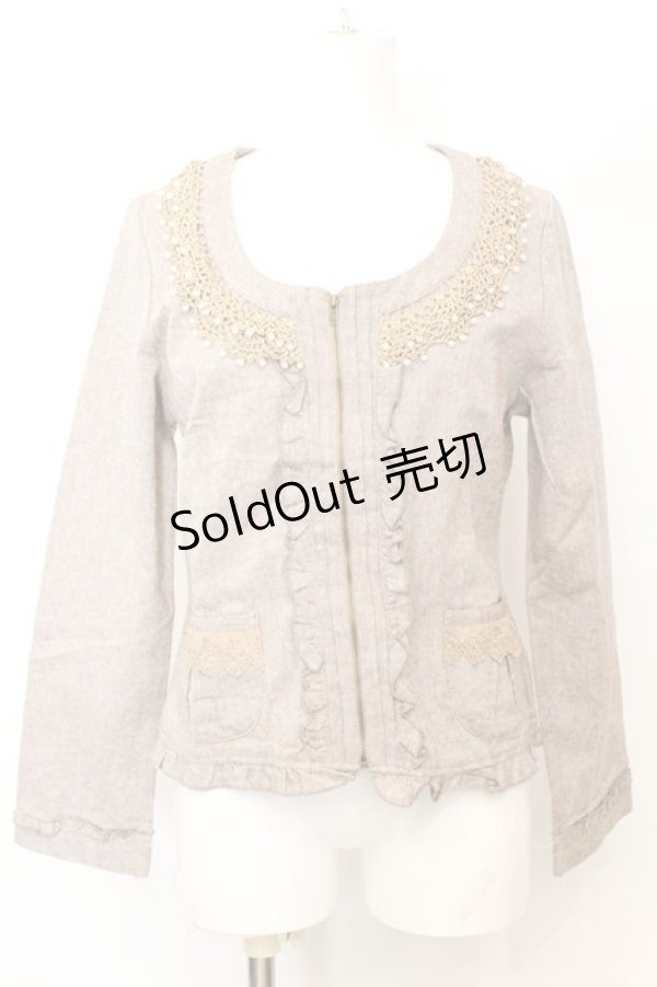 画像1: 【SALE】axes femme / ビーズレース配色ジップジャケット M ブラウン O-25-09-25-1026-AX-OP-IG-ZT283 (1)