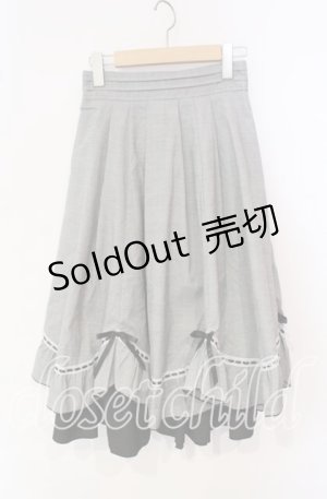 画像: axes femme / ハシゴレース×リボン配色スカート  グレー O-25-09-25-008-AX-SK-IG-OS