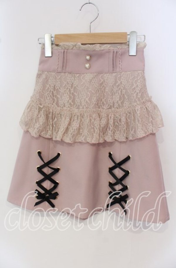 画像1: LIZ LISA / フロントレースアップフリルスカート  ピンク O-25-09-25-010-LO-SK-IG-OS (1)