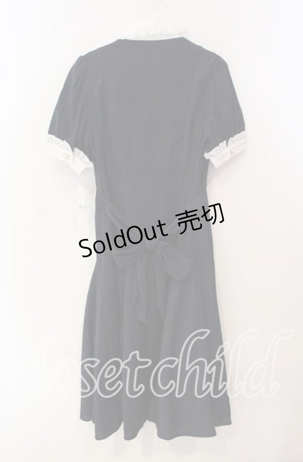 画像3: Secret Honey / フリルバイカラーロングシャツワンピース 2 ネイビー×シロ O-25-09-25-028-CA-OP-OW-OS (3)