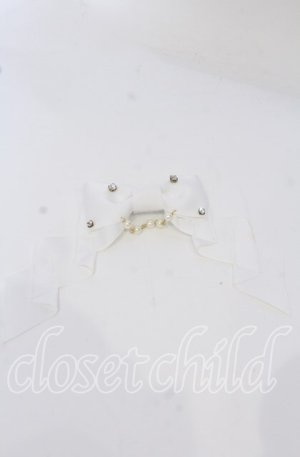 画像: LOTUS ribbon / パールチェーンリボンバレッタ  シロ O-25-09-26-048-EL-AC-OW-OS