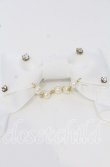 画像2: LOTUS ribbon / パールチェーンリボンバレッタ  シロ O-25-09-26-048-EL-AC-OW-ZT486-F001 (2)