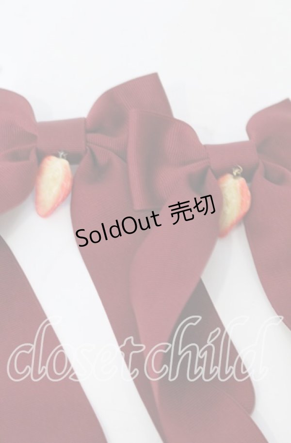 画像2: LOTUS ribbon / ツインテールリボンバレッタ  いちご×ワインリボン O-25-09-26-052-EL-AC-OW-ZT488-F006 (2)