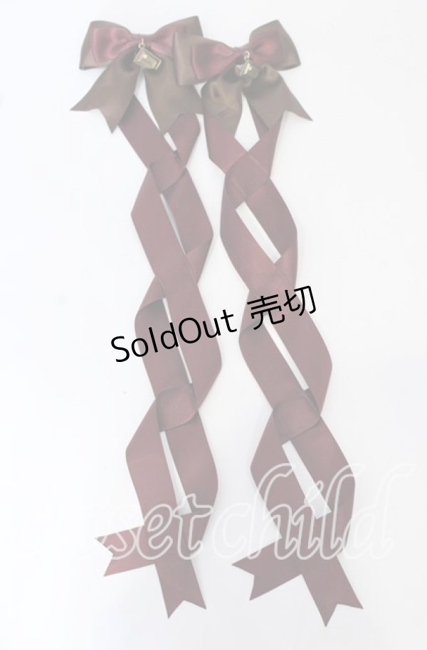 画像1: LOTUS ribbon / ツインテールリボンバレッタ  チョコ×ワインリボン O-25-09-26-053-EL-AC-OW-ZT488-F002 (1)