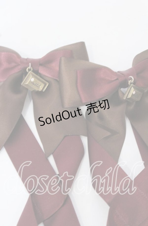 画像2: LOTUS ribbon / ツインテールリボンバレッタ  チョコ×ワインリボン O-25-09-26-053-EL-AC-OW-ZT488-F002 (2)