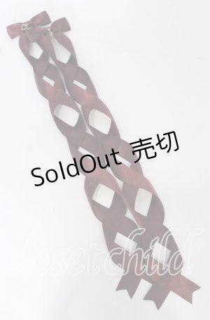 画像: LOTUS ribbon / ツインテールリボンバレッタ  ハートチャーム×ワインリボン O-25-09-26-055-EL-AC-OW-OS