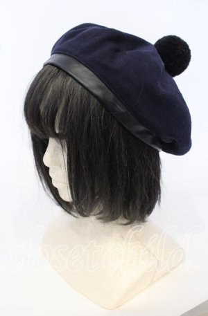 画像: one spo / ポンポン付きベレー  ネイビー O-25-09-26-007-LO-ZA-OW-OS