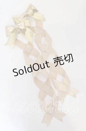 画像: LOTUS ribbon / ツインテールリボンバレッタ  チョコ×ゴールド O-25-09-26-062-EL-AC-OW-ZT488-F002