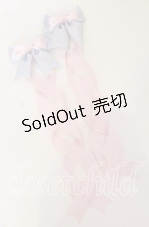 画像: LOTUS ribbon / ツインテールリボンバレッタ  サックスリボン×ピンクリボン O-25-09-26-063-EL-AC-OW-OS