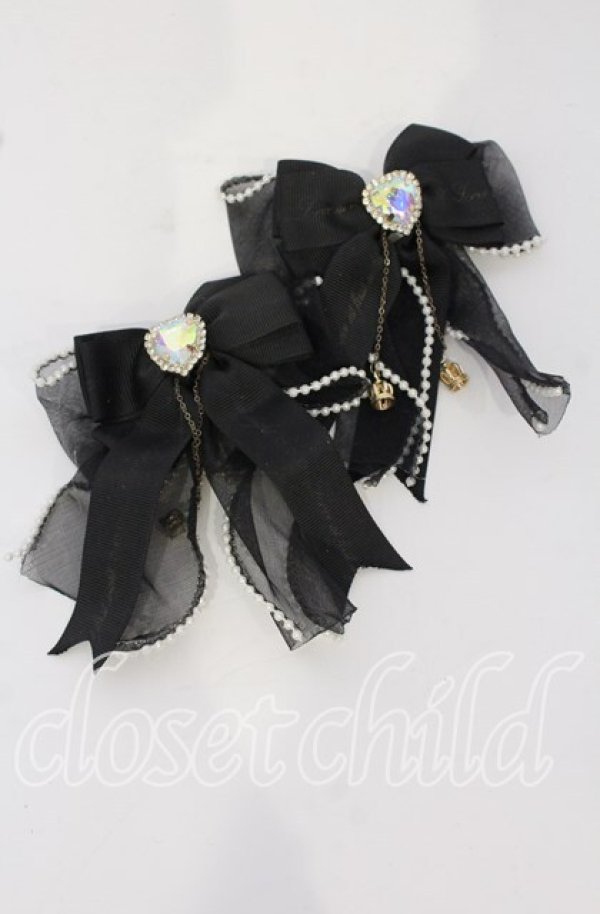 画像1: LIZ LISA / ビジューリボンヘアクリップ  クロ O-25-09-26-072-LO-AC-OW-ZT488-F006 (1)