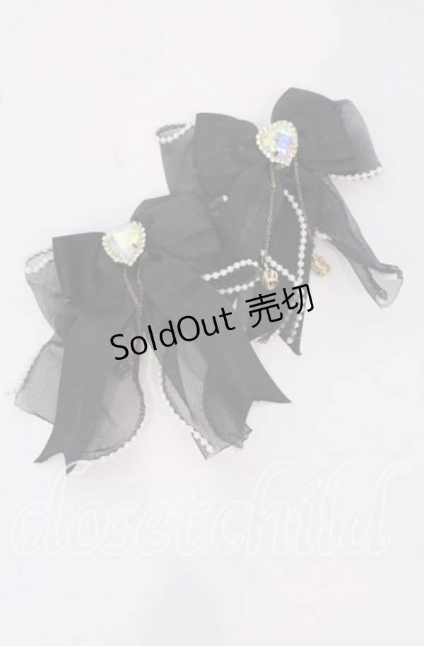 画像1: LIZ LISA / ビジューリボンヘアクリップ  クロ O-25-09-26-072-LO-AC-OW-ZT488-F006 (1)