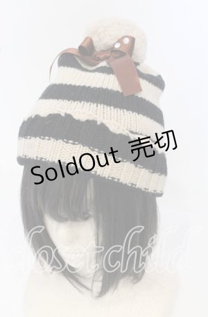 画像: Emily Temple cute / ぽんぽんニット帽  ベージュ×クロ O-25-09-26-022-ET-AC-OW-ZT511