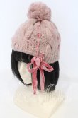画像1: MILK / はしごリボンニットキャップ  ピンク O-25-09-26-024-ML-AC-IG-ZT387 (1)
