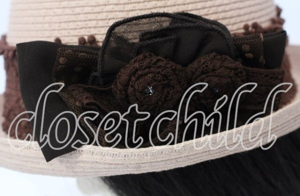 画像3: axes femme / レース配色雑材ハット  ピンク O-25-09-26-036-AX-AC-OW-ZT-K007 (3)