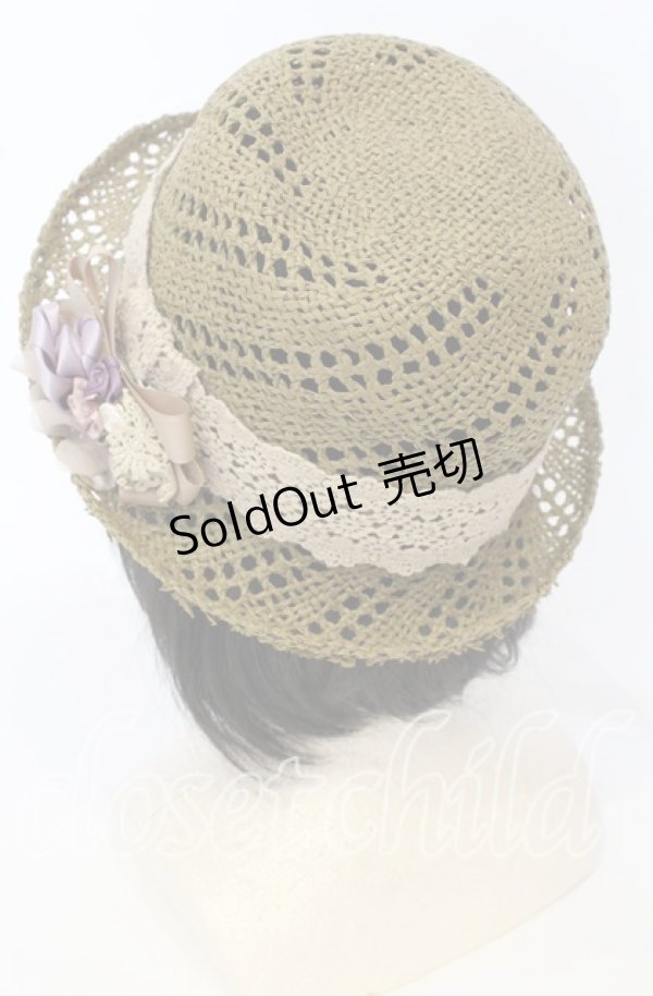 画像2: axes femme / ローズ使い雑材ハット  ブラウン O-25-09-26-037-AX-AC-OW-ZT-K007 (2)