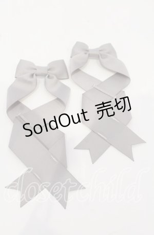 画像: LOTUS ribbon / ツインリボンバレッタ  グレー O-25-09-26-044-EL-AC-OW-ZT488-F002