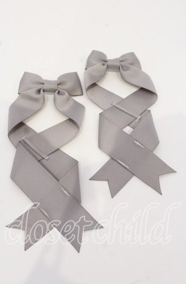 画像1: LOTUS ribbon / ツインリボンバレッタ  グレー O-25-09-26-044-EL-AC-OW-ZT488-F002 (1)