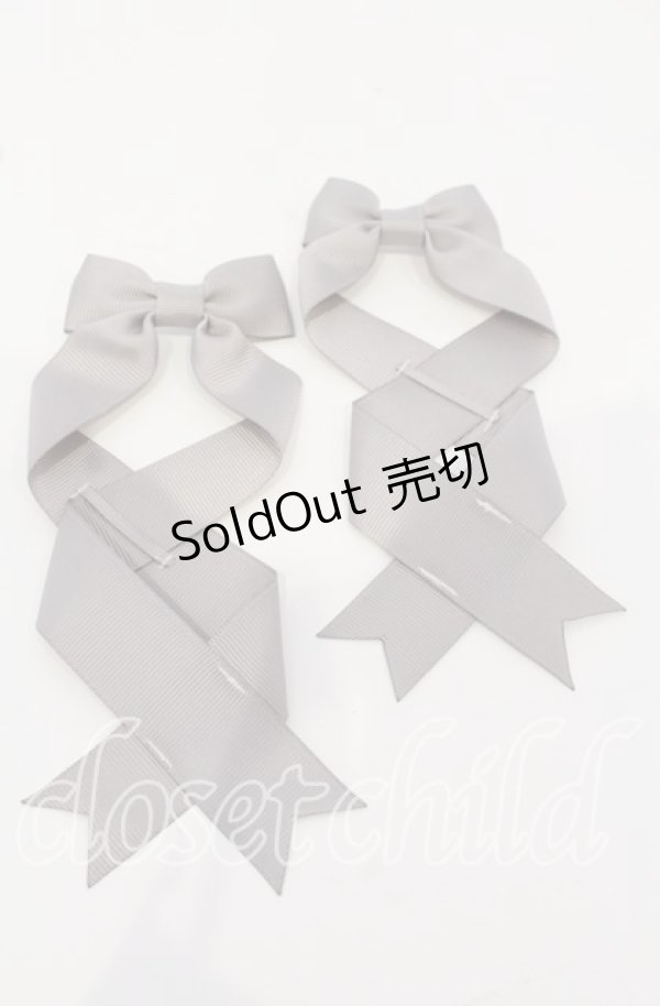 画像1: LOTUS ribbon / ツインリボンバレッタ  グレー O-25-09-26-044-EL-AC-OW-ZT488-F002 (1)