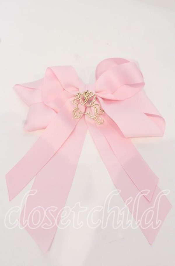 画像1: LOTUS ribbon / ユニコーンチャームリボンバレッタ  ピンク O-25-09-26-046-EL-AC-OW-ZT444-F002 (1)