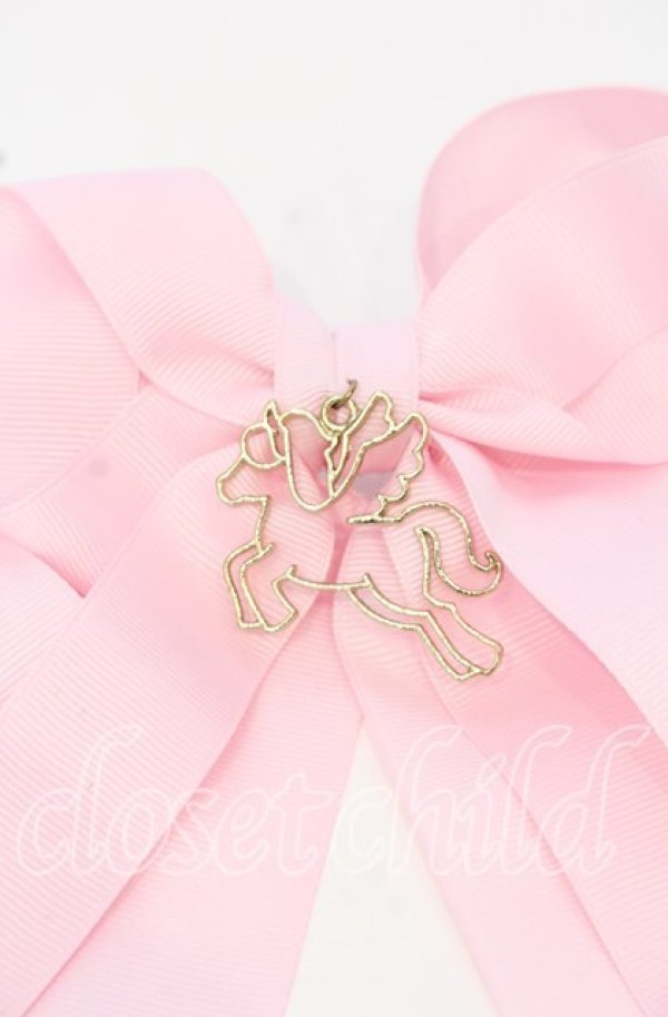 画像2: LOTUS ribbon / ユニコーンチャームリボンバレッタ  ピンク O-25-09-26-046-EL-AC-OW-ZT444-F002 (2)