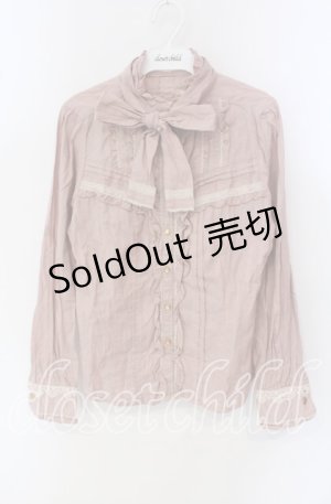 画像: axes femme / レース配色スタンドカラーブラウス M ピンク O-25-09-27-034-AX-BL-OW-OS