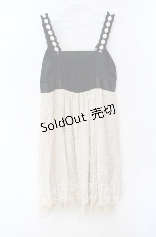 画像3: axes femme / パールリボン&ストライプドットジャンパースカート M キナリ×クロ O-25-09-27-038-AX-OP-OW-OS (3)