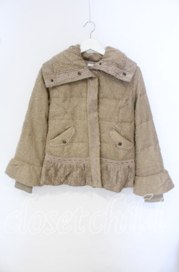 画像1: axes femme / レース切り替えツイードブルゾン M キナリ O-25-09-27-039-AX-CO-OW-ZT-C048 (1)