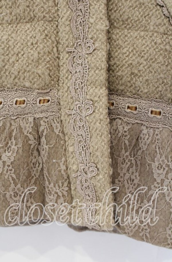 画像2: axes femme / レース切り替えツイードブルゾン M キナリ O-25-09-27-039-AX-CO-OW-ZT-C048 (2)