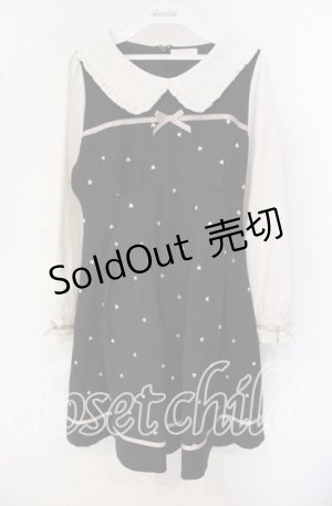 画像: LIZ LISA / ハート刺繍ワンピース  クロ×シロ O-25-09-27-041-LO-OP-IG-OS