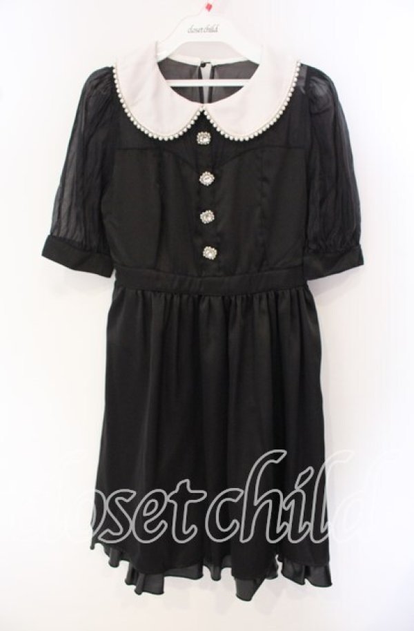 画像1: Ank Rouge / サテンワンピース  クロ×シロ O-25-09-27-044-CA-OP-IG-ZT023 (1)