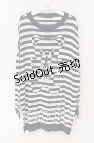 画像: HYSTERIC GLAMOUR / BEARボーダー編込 プルオーバー  ネイビー O-25-09-27-053-PU-TO-IG-OS