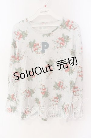 画像: PINK HOUSE / Pロゴいちご柄カットソー  サックス O-25-09-27-057-LO-TO-IG-OS