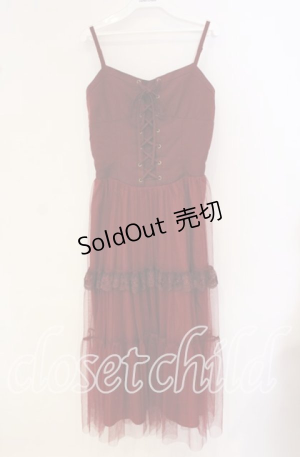 画像1: axes femme / コルセット風編上ジャンスカ F アカ O-25-09-27-061-AX-OP-IG-OS (1)