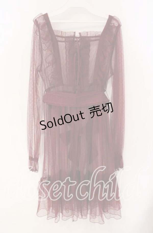 画像3: Chalmiere / ドットチュールガウン  ワイン O-25-09-27-064-LO-OP-IG-OS (3)