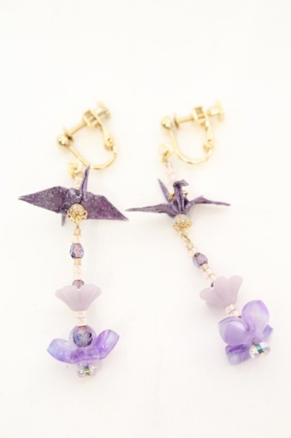 画像2: LOLITA他 / 折り鶴イヤリング  パープル O-25-09-27-1046-LO-AC-IG-ZT486-F003 (2)