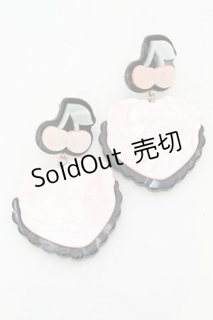 画像: Etoile et Griotte / Heart Cakeイヤリング  ピンクケーキ×ブラックマーブルベース O-25-09-27-1030-LO-AC-OW-ZT488-F006