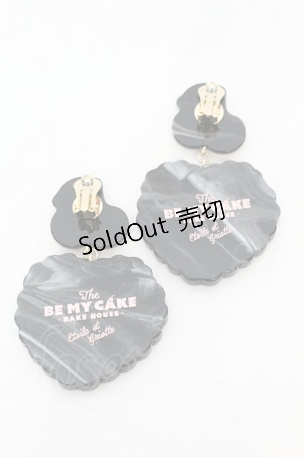 画像2: Etoile et Griotte / Heart Cakeイヤリング  ピンクケーキ×ブラックマーブルベース O-25-09-27-1030-LO-AC-OW-ZT488-F006 (2)