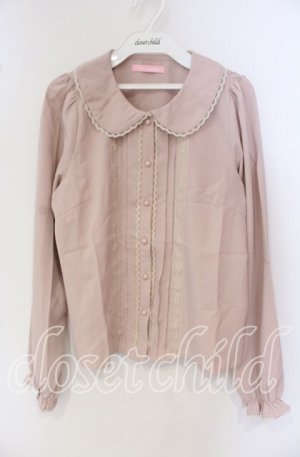 画像: Honey Cinnamon / レース配色丸襟ブラウス M ピンク O-25-09-27-066-LO-BL-OW-OS