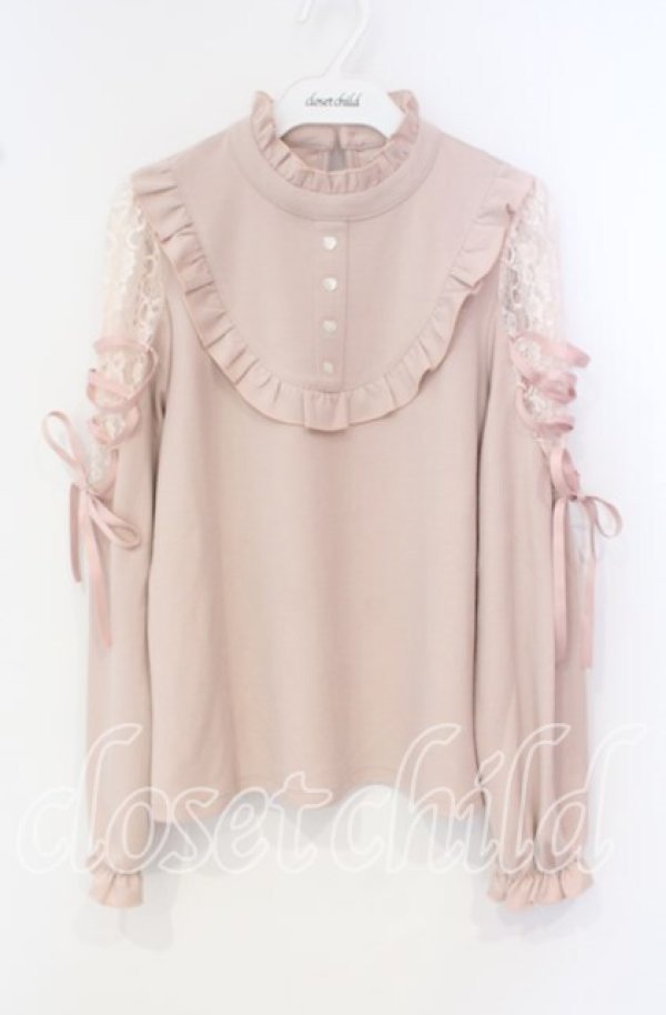 画像1: Honey Cinnamon / ショルダーレースアッププルオーバー F ピンク O-25-09-27-067-LO-TO-OW-ZT381 (1)