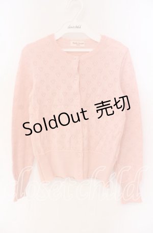 画像: Emily Temple cute / ハート透かし柄ニットカーディガン  ピンク O-25-09-27-070-ET-TO-OW-OS