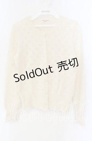 画像: Emily Temple cute / ハート透かし柄ニットカーディガン  アイボリー O-25-09-27-071-ET-TO-OW-ZT381