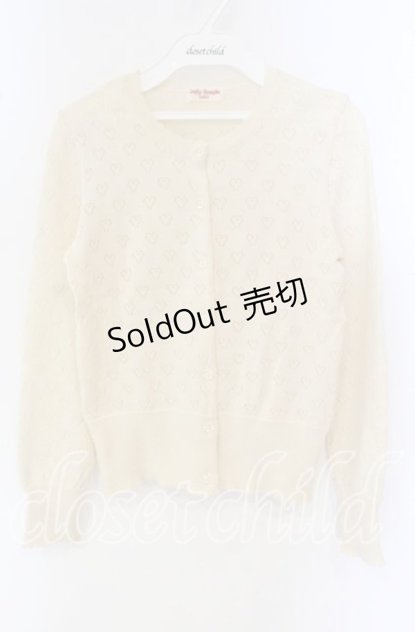 画像1: Emily Temple cute / ハート透かし柄ニットカーディガン  アイボリー O-25-09-27-071-ET-TO-OW-ZT381 (1)